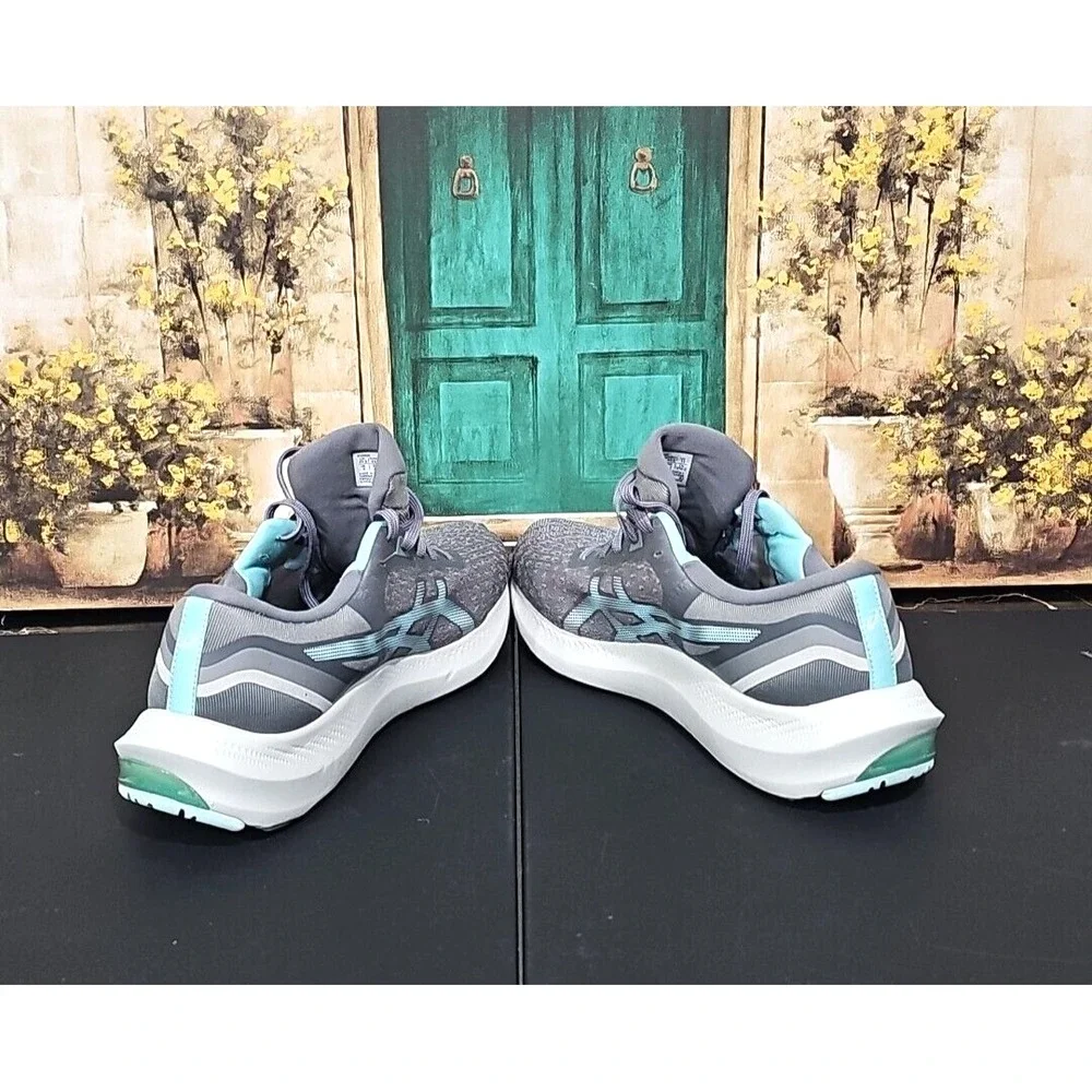 SHOES- ASICS GEL-PULSE 13 RUNNING SHOES- WOMANS SIZE - 11 GRAY/AQUA- PREOWNED